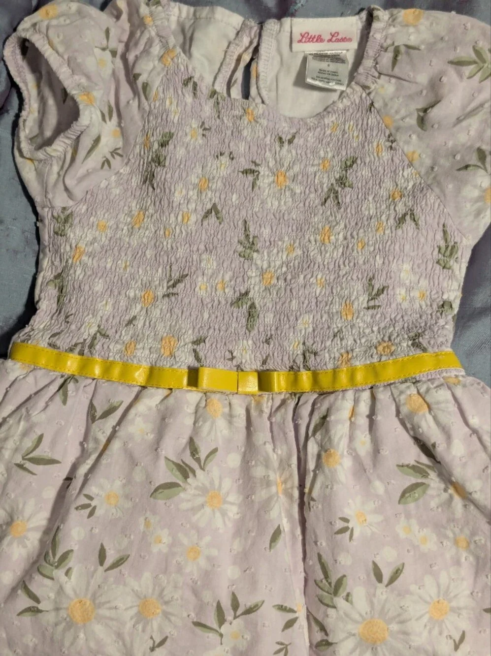 Little Lass Ruffled Flocked  Dress